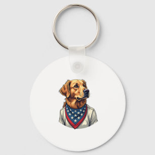 Porte-clés Chemise gravée vintage Americana Golden Retriever