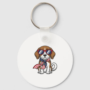 Porte-clés Chemise lunettes de soleil chien Beagle patriotiqu