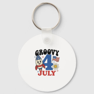 Porte-clés Chemise patriotique de fusée Groovy 4 juillet Desi