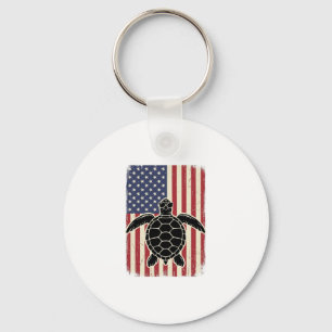 Porte-clés Chemise patriotique vintage tortue marine drapeau