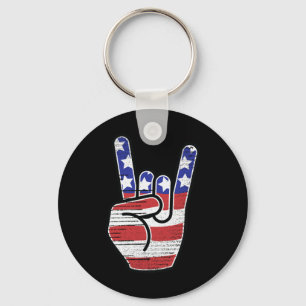 Porte-clés Chemise Rock N Roll Drapeau Usa Corne Signe Rétro