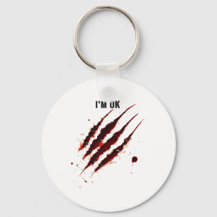 Porte-clés Chemise sanglante Je suis OK Splatter sang déchiré