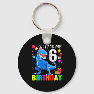 Porte-clés chemise t-rex 6 ans garçons joyeux anniversaire 6 