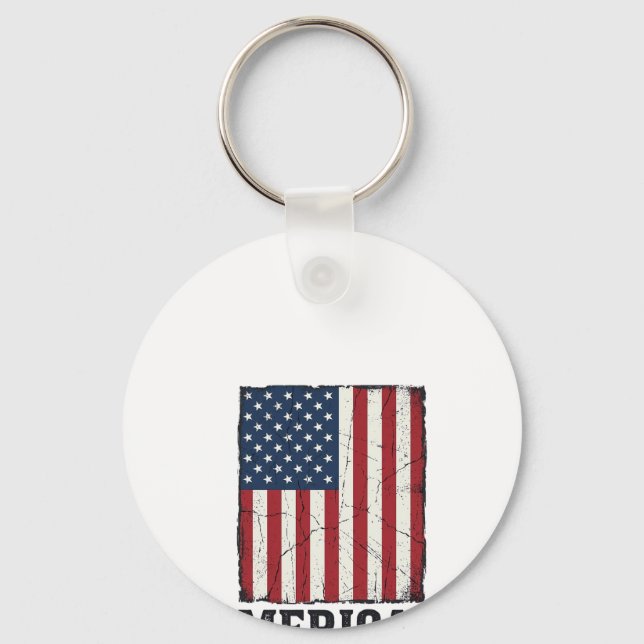 Porte-clés Chemise vectorielle patriotique Drapeau Merica en  (Recto)