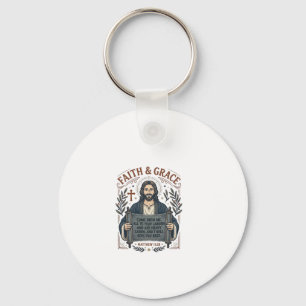 Porte-clés Chemise Vintage Broderie Croix Jésus Graphique Chr