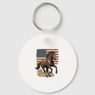 Porte-clés Chemise vintage cheval au galop drapeau américain 