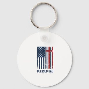 Porte-clés Chemise vintage croix drapeau chrétien papa béni D
