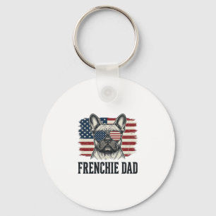 Porte-clés Chemise Vintage Frenchie Dad Bulldog Patriotique_1