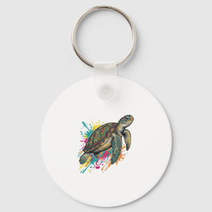 Porte-clés Chemise Vintage Gravure Tortue de Mer Couleur Spla