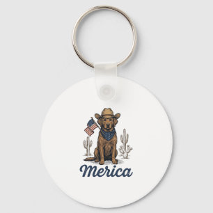 Porte-clés Chemise Vintage Merica Cowboy Chien Drapeau Améric
