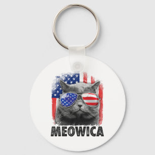Porte-clés Chemises 4 juillet Chat Meowica Merica Hommes État