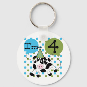 Porte-clés Chemises et cadeaux Blue Cow 4th Birthday