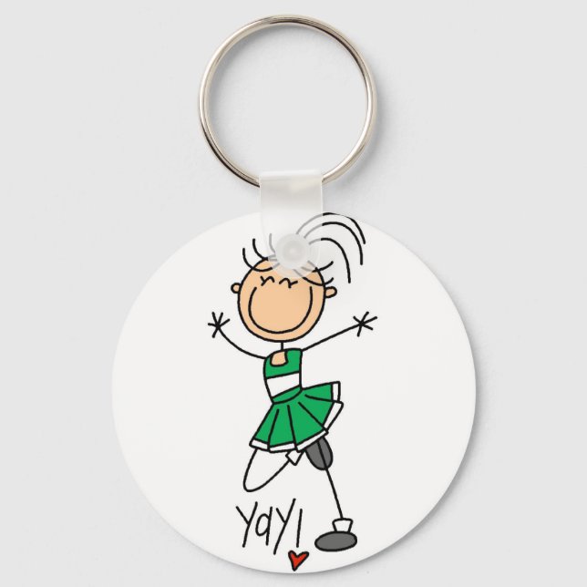 Porte-clés Chemises et cadeaux Pom-pom girl verts (Recto)