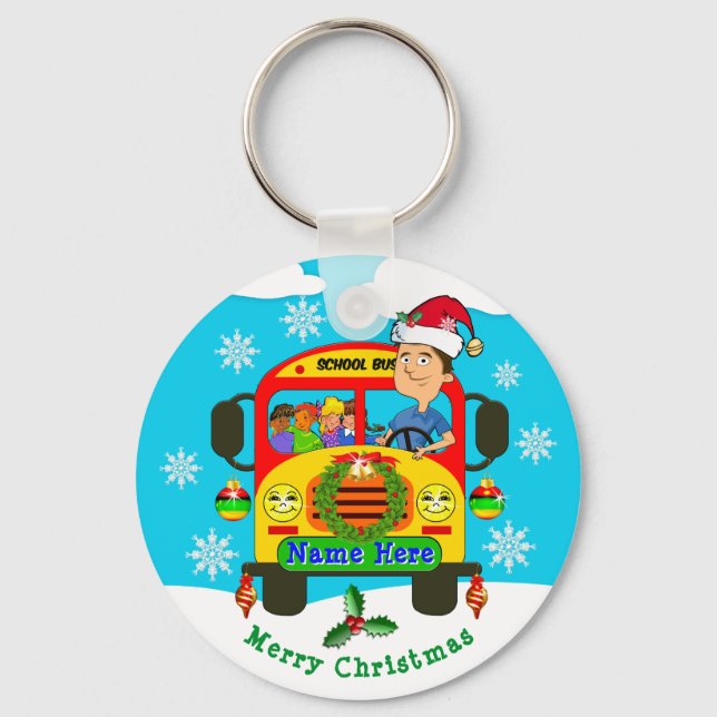 Porte-clés Cher Conducteur de bus scolaire Cadeaux de Noël, S (Recto)