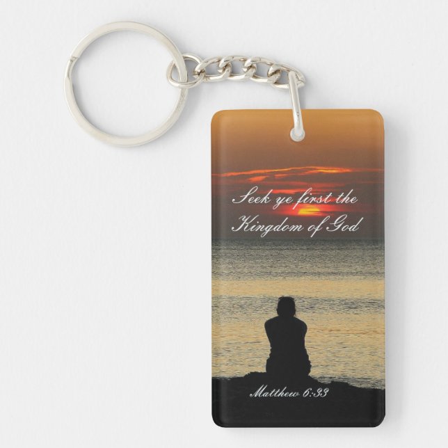 Porte-clés Cherchez Ye Premier Royaume de Dieu, Matthieu 6:33 (Devant)