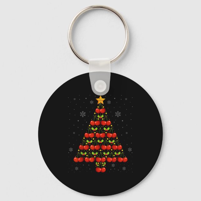 Porte-clés Cherry Lover Christmas Tree Lights Santa Hat Cherr (Recto)