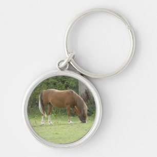 Porte-clés Chestnut Brown Horse Grazing Keychain