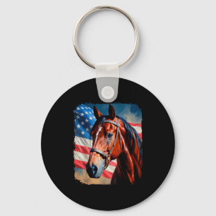 Porte-clés Cheval 4 juillet Cheval patriotique Drapeau améric