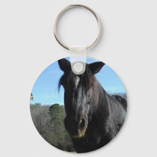 Porte-clés Cheval à bascule noir secouru