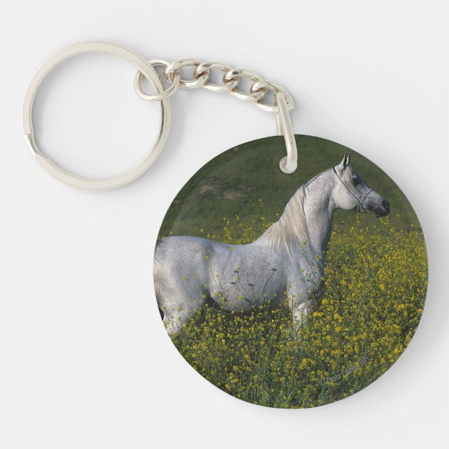 Porte-clés Cheval arabe se tenant en fleurs (Devant)