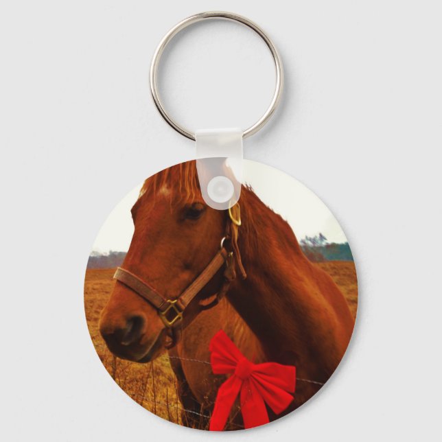 Porte-clés Cheval avec un ruban rouge (Recto)