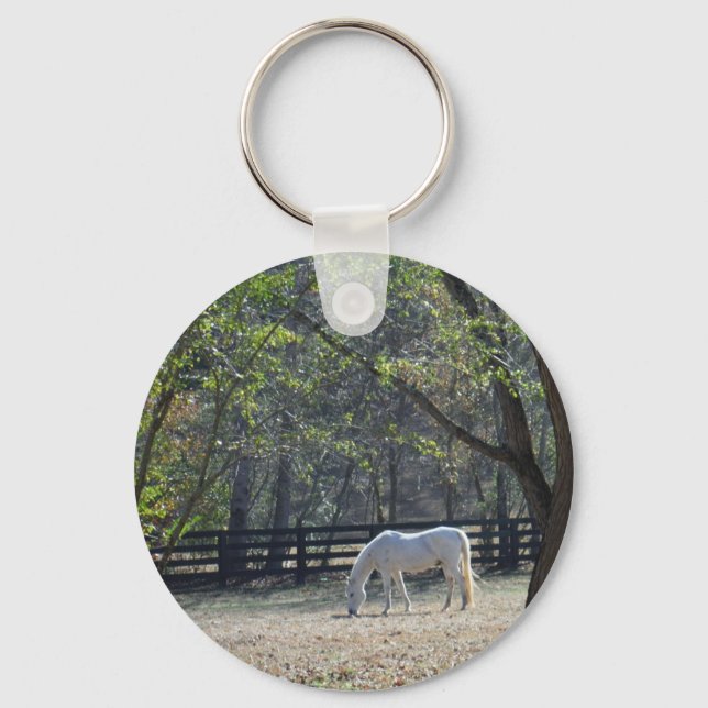 Porte-clés Cheval blanc dans les arbres (Recto)