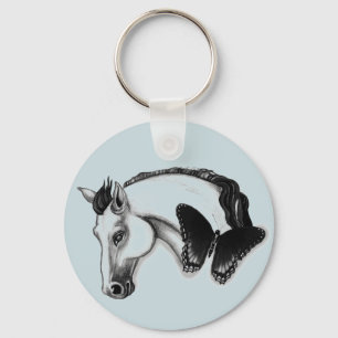 Porte-clés Cheval blanc et design papillon