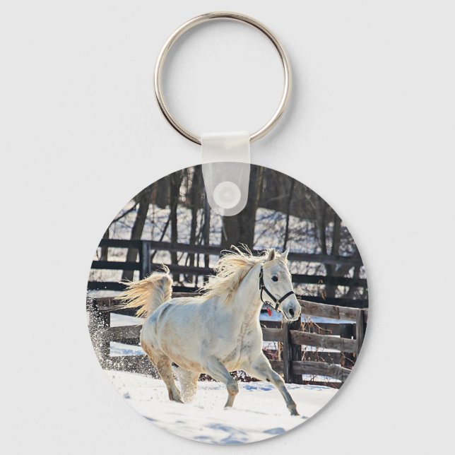Porte-clés Cheval blanc galopant (Recto)