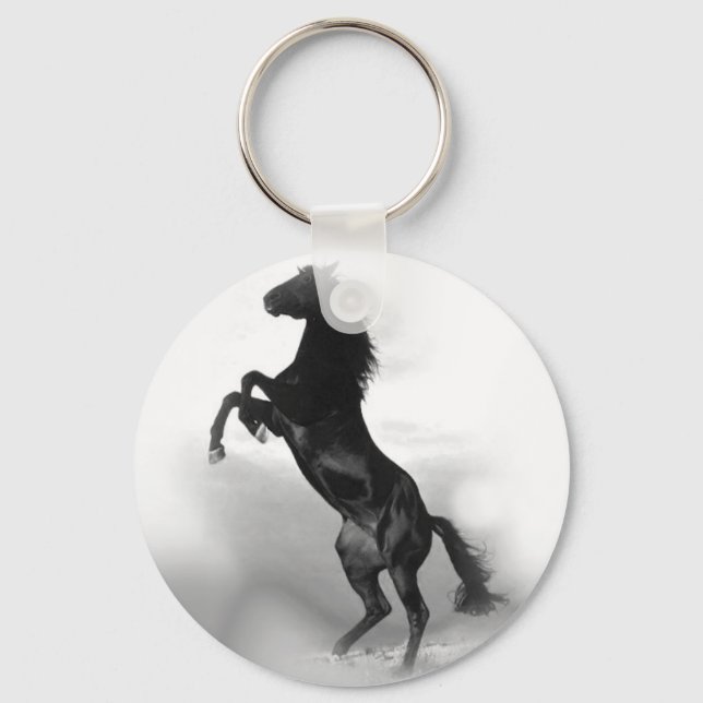 Porte-clés Cheval blanc noir (Recto)