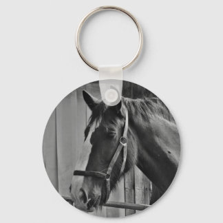 Porte-clés Cheval blanc noir - Art de la photographie animale