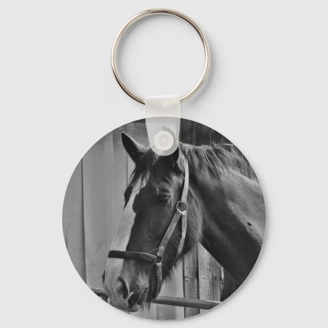Porte-clés Cheval blanc noir - Art de la photographie animale (Recto)