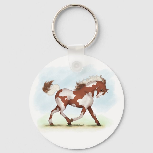 Porte-clés Cheval de Chestnut Overo Skewbald (Recto)