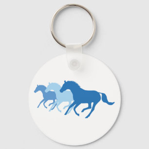 Porte-clés Cheval de course (bleu)