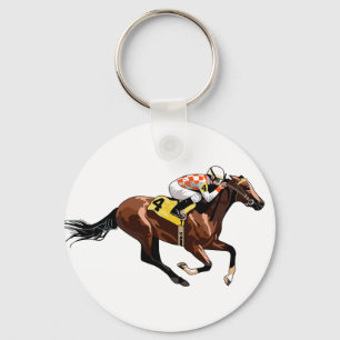 Porte-clés Cheval de course et jockey