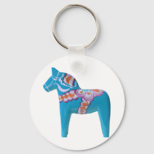 Porte-clés Cheval de Dala de bleu de ciel