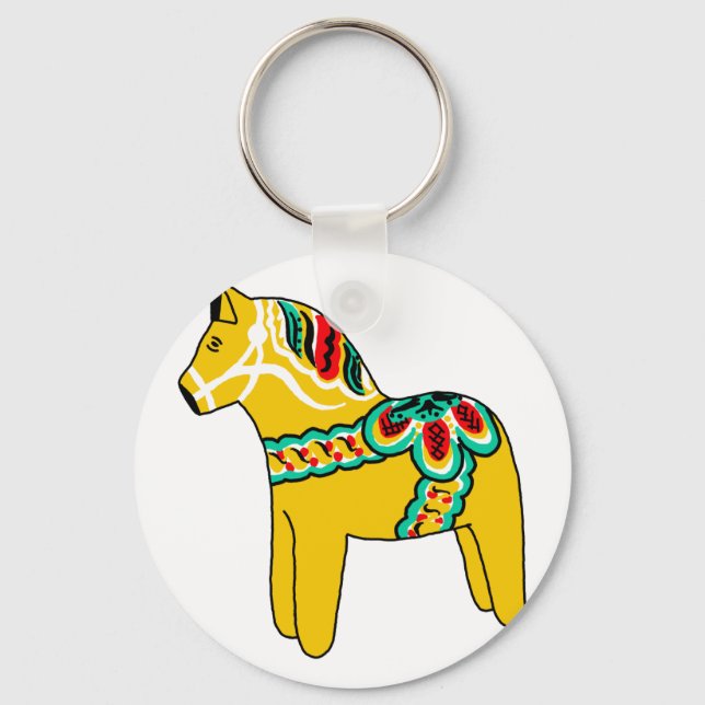 Porte-clés Cheval de Dala Jaune (Recto)
