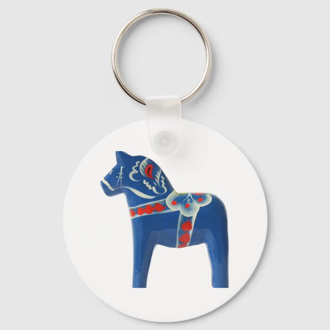 Porte-clés Cheval de Dala suédois bleu (Recto)