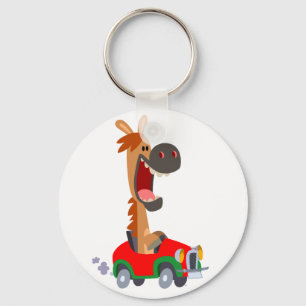 Porte-clés cheval de dessin animé motorisé mignon
