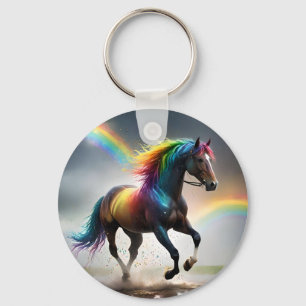 Porte-clés Cheval de fantaisie aux couleurs de l'arc-en-ciel