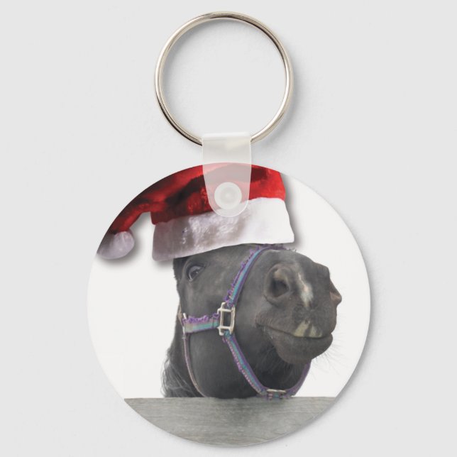 Porte-clés Cheval de Noël Santa Hat (Recto)