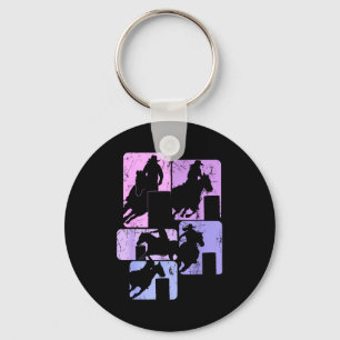 Porte-clés Cheval de rodéo de course de tonneau Cowgirl Femme