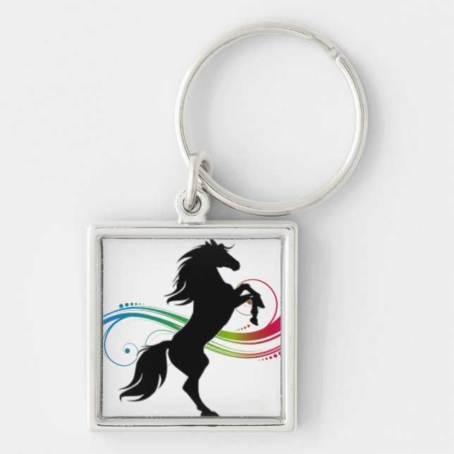 Porte-clés Cheval d'élevage coloré (Devant)