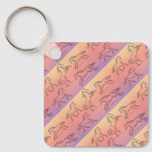 Porte-clés Cheval en motif artistique de ligne diagonale Chev
