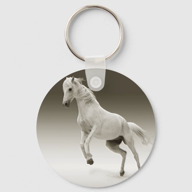Porte-clés Cheval Equestre Blanc Mare (Recto)