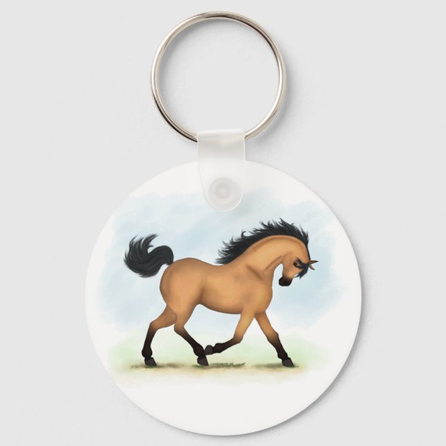 Porte-clés Cheval équestre en peau de boule (Recto)