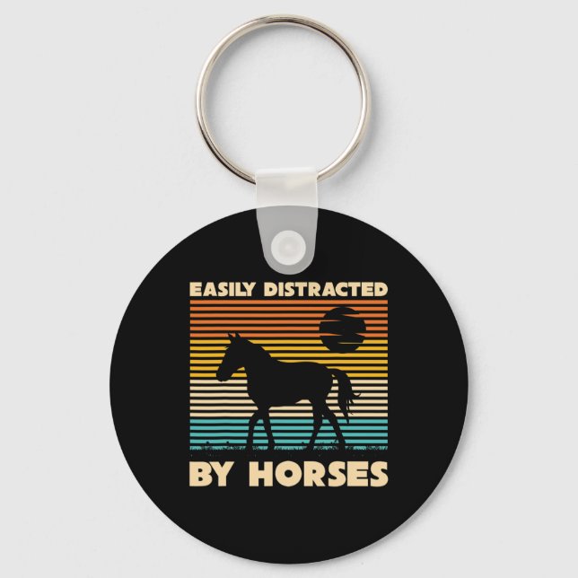 Porte-clés Cheval Équestre Rétro Facilement Distrait Par (Recto)