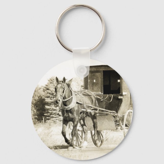 Porte-clés Cheval et Buggy Sepia (Recto)
