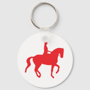 Porte-clés Cheval et cavalier de dressage de Piaffe (red)