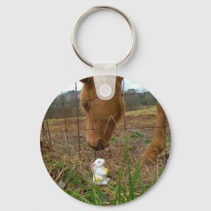 Porte-clés cheval et fleur de printemps Bunny