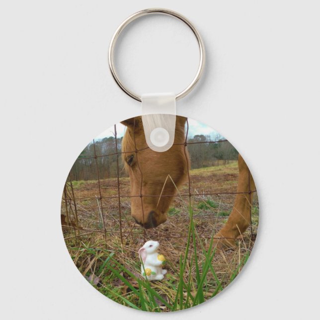 Porte-clés cheval et fleur de printemps Bunny (Recto)